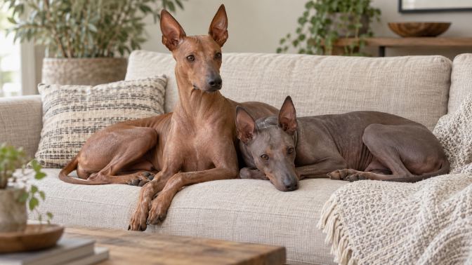 Two Peruvian Inca Orchids relaxing together on a sofa