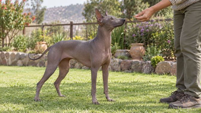 Peruvian Inca Orchid focusing on an owner during training