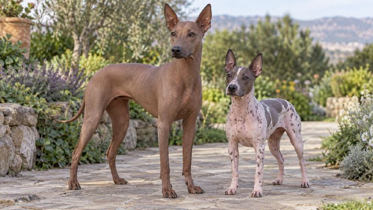 Peruvian Inca Orchid beside an American Hairless Terrier