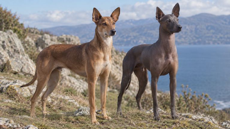 Coated Peruvian Inca Orchid beside a hairless adult