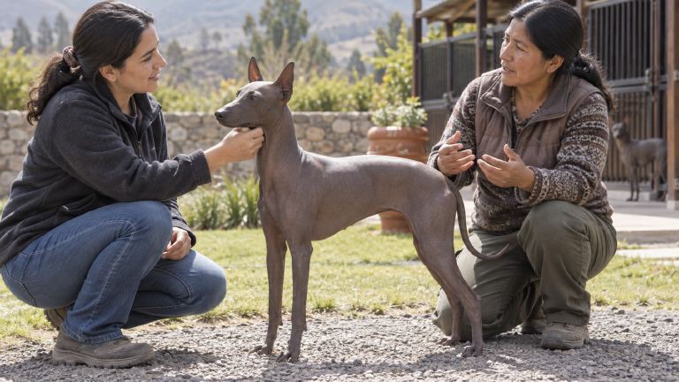 Owner discussing a Peruvian Inca Orchid with a breeder